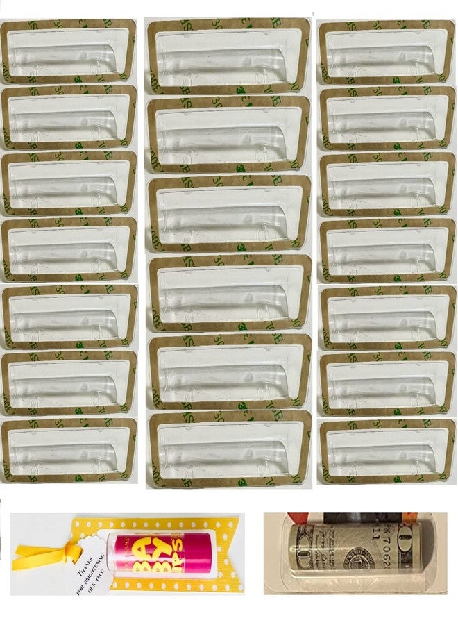 FABULWAY 20PCS Thankgiving Gifts Money Card Holder Clear Plastic Dome Lip Balm Pouch with Adhesive Tape, DIY Chapstick Holder Money Holder Custom Gift Card Holder - Image 1